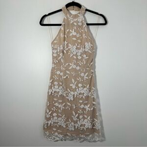 Charlotte Russe Y2K Mesh Appliqué Halter Dress Fairycore Size XS